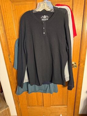 American Rag Black Long Sleeve Henley Top